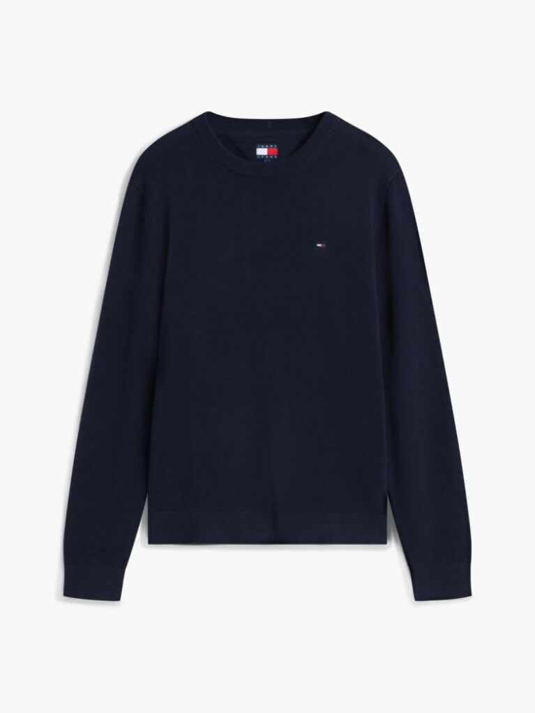 Blue Tommy Flag Slim Crew Neck Jumper  Men