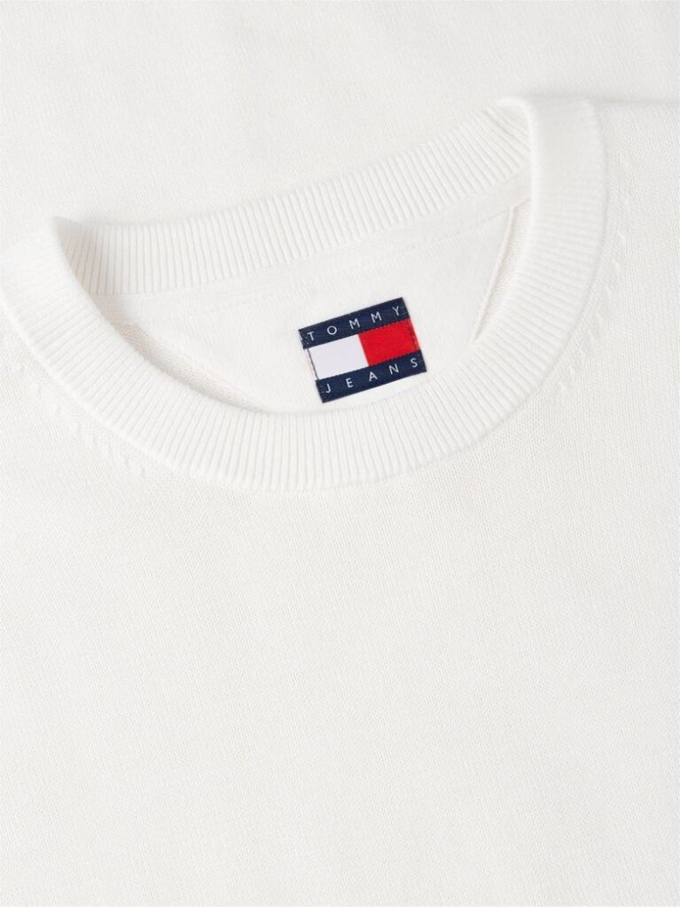 Beige Tommy Flag Slim Crew Neck Jumper  Men