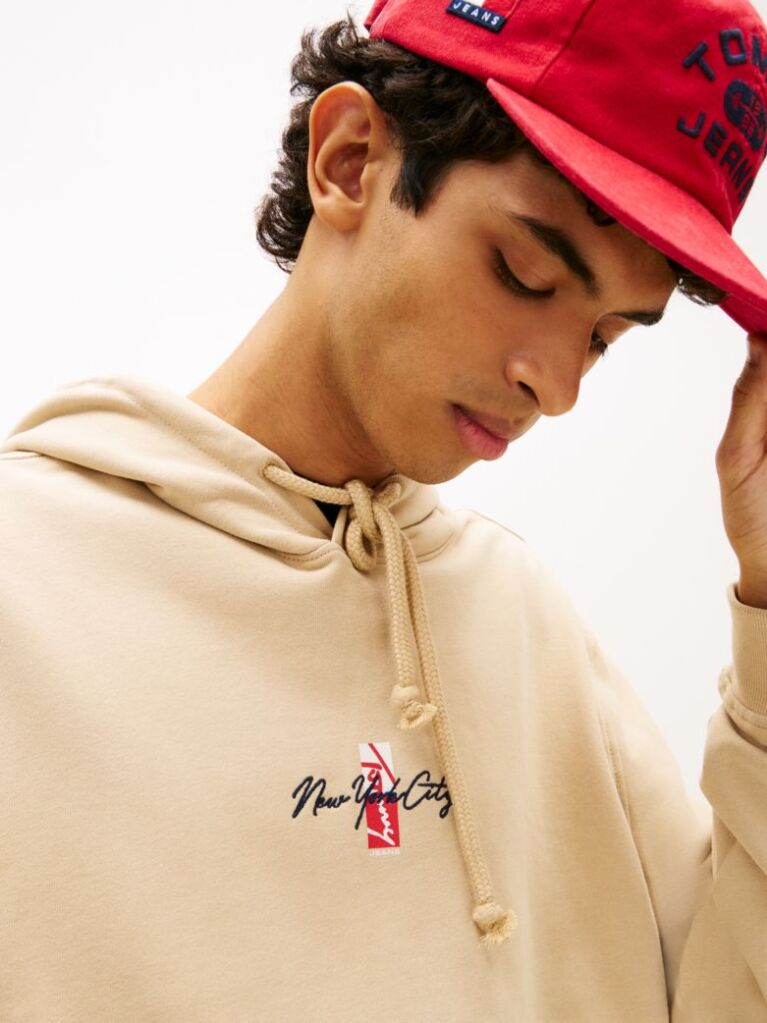 Brown Signature Back Logo Terry Drawstring Hoody  Men