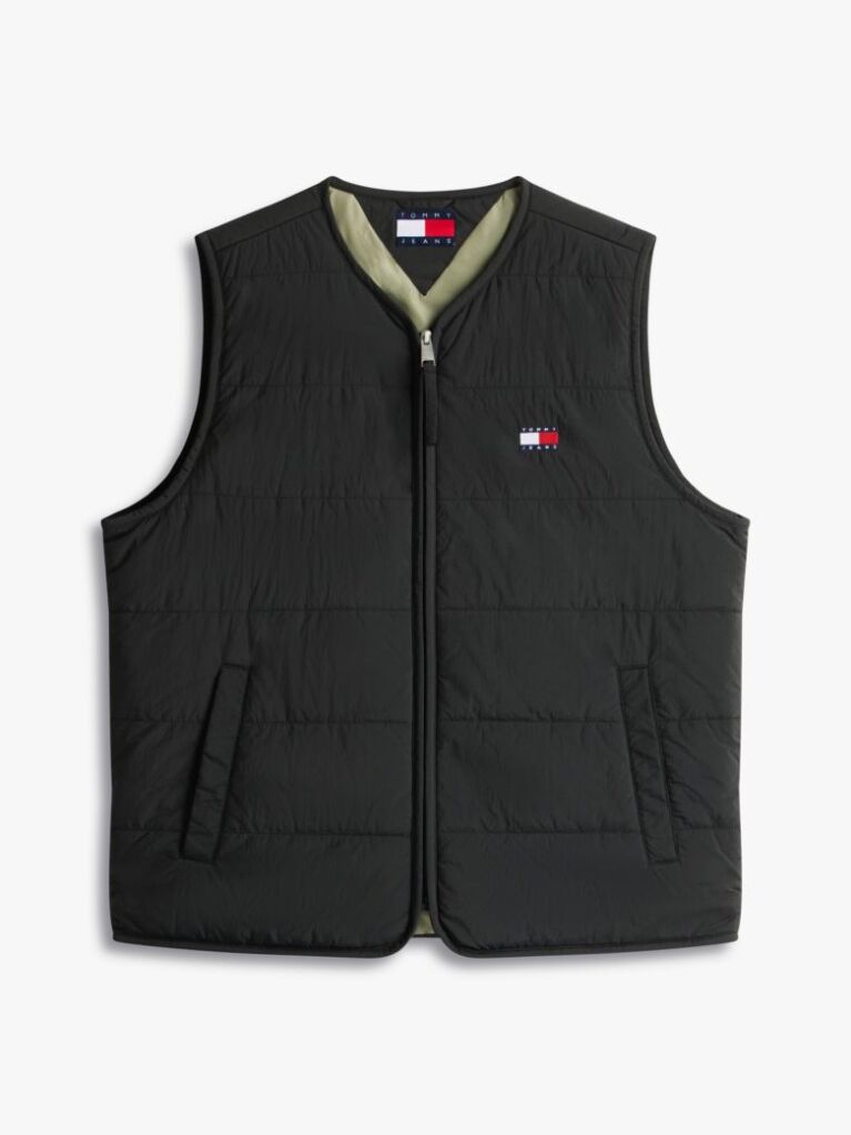 Black Water Repellent Colour-Blocked Back Logo Gilet  Men