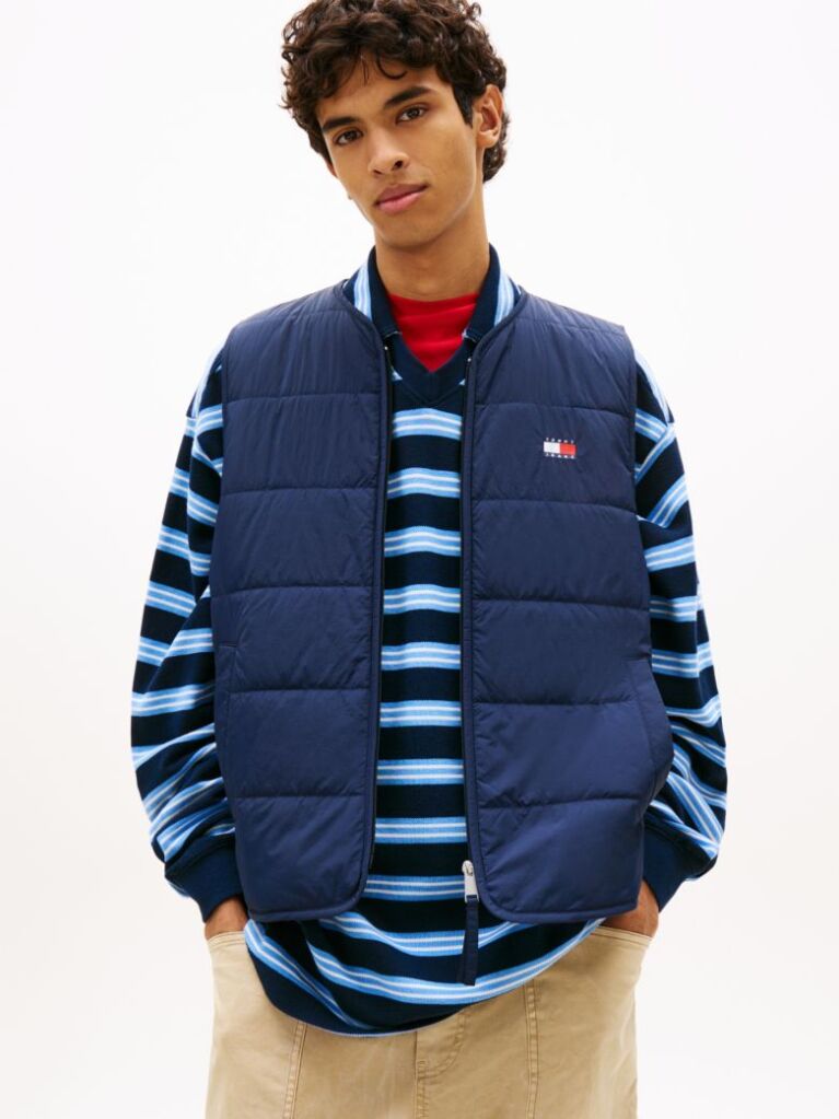 Blue Water Repellent Colour-Blocked Back Logo Gilet  Men