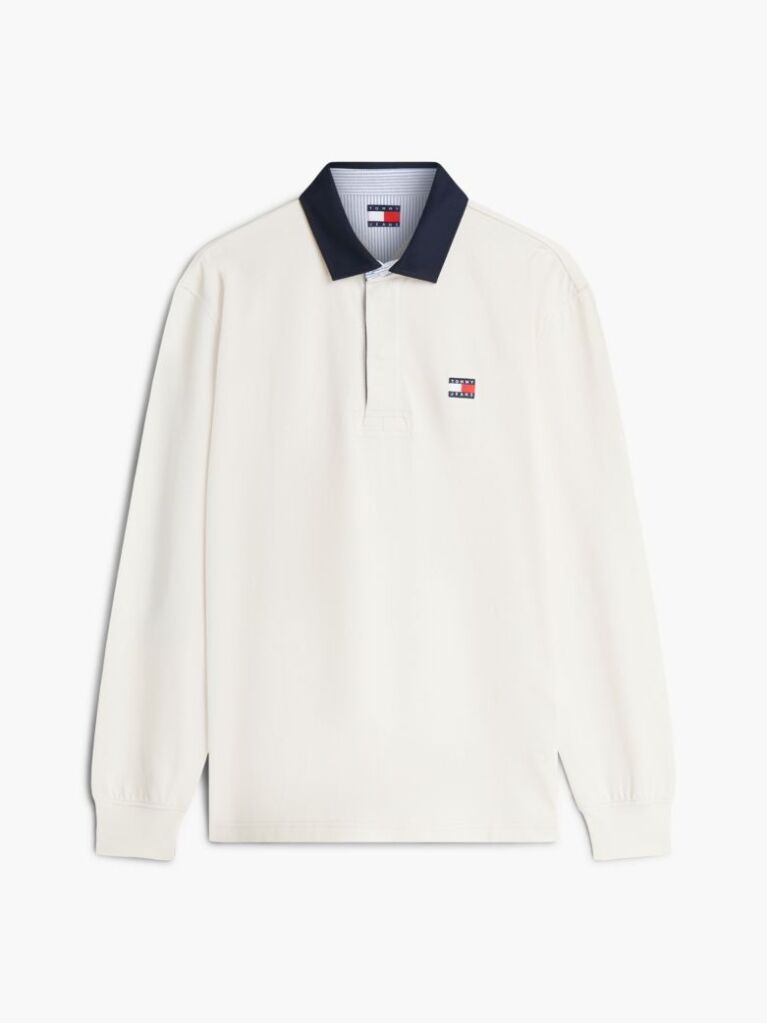 Beige Tommy Badge Relaxed Rugby Shirt  Men