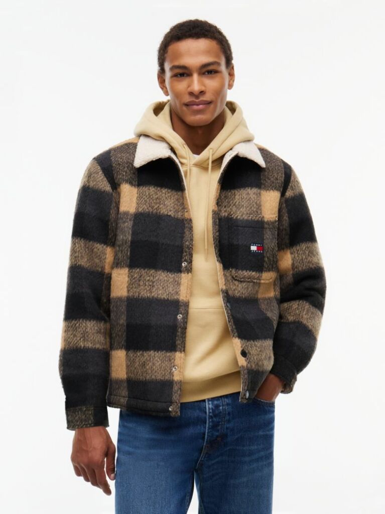 Multi Oversized Φανελένιο Shacket Με Teddy Επένδυση  Άνδρες