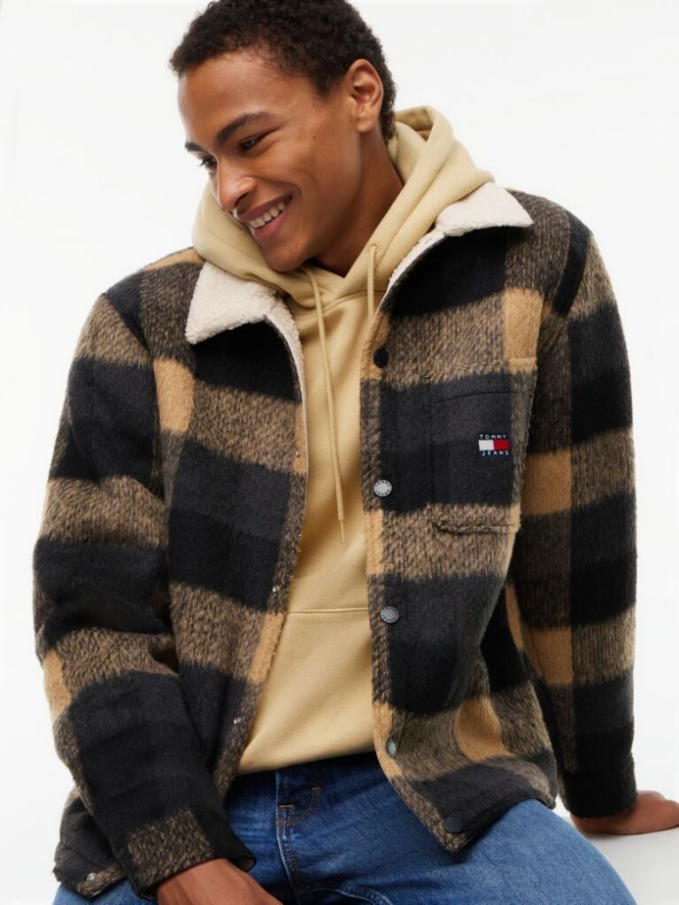 Multi Oversized Φανελένιο Shacket Με Teddy Επένδυση  Άνδρες