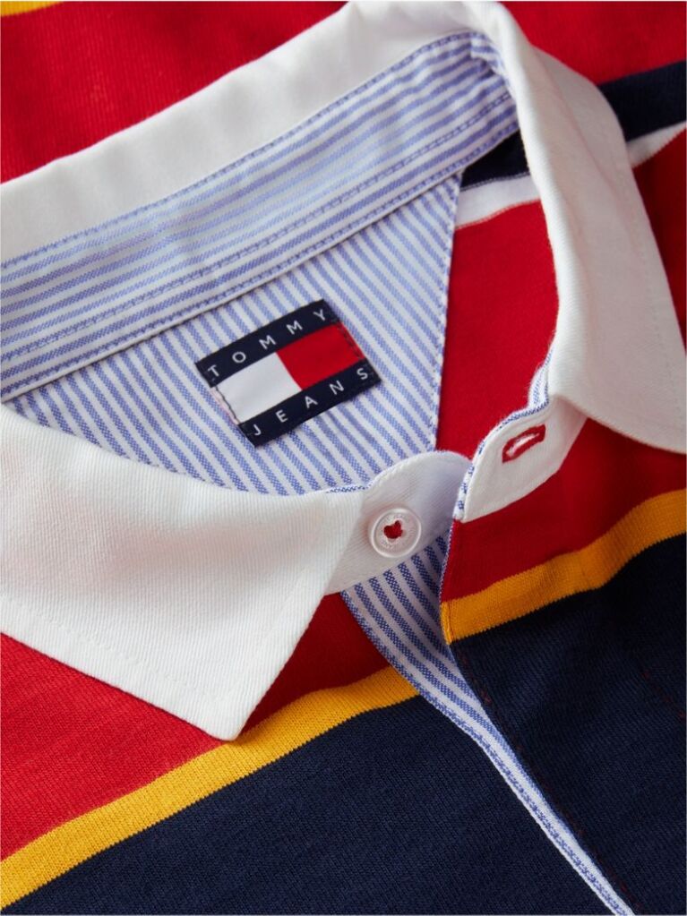 Multi Tommy Badge Stripe Relaxed Rugby Shirt  Men