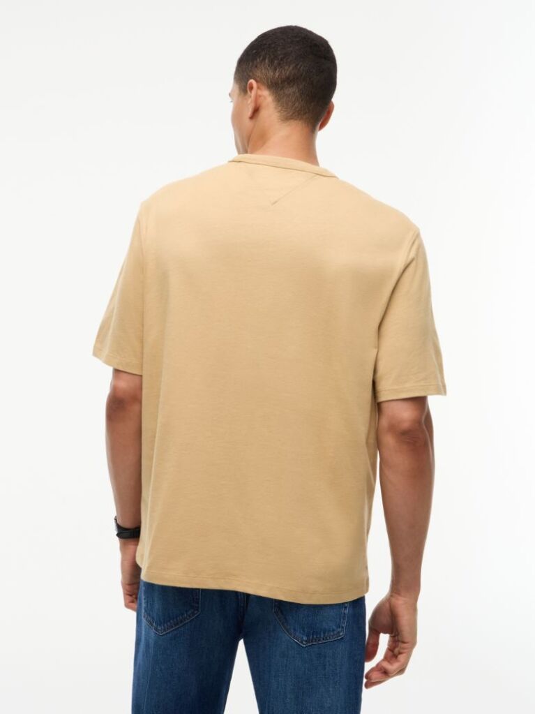 Μπεζ Oversized ΒαμβακερόT-Shirt Με Λογότυπο  Άνδρες