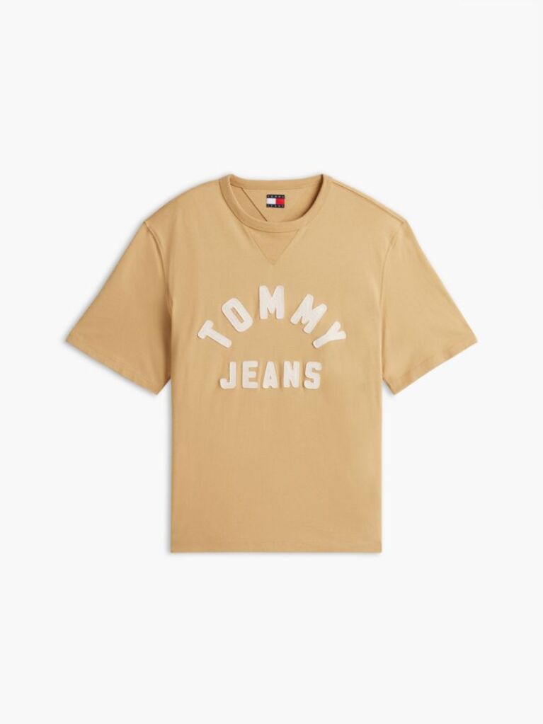 Μπεζ Oversized ΒαμβακερόT-Shirt Με Λογότυπο  Άνδρες