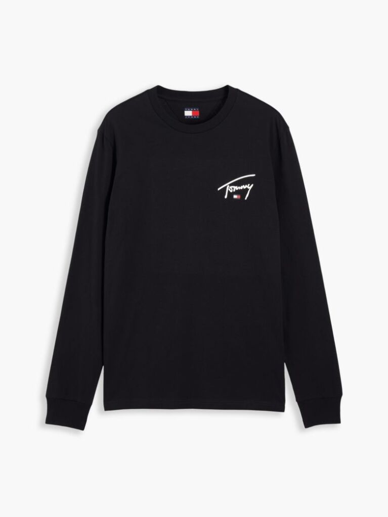 Black Signature Logo Slim Long Sleeve T-Shirt  Men