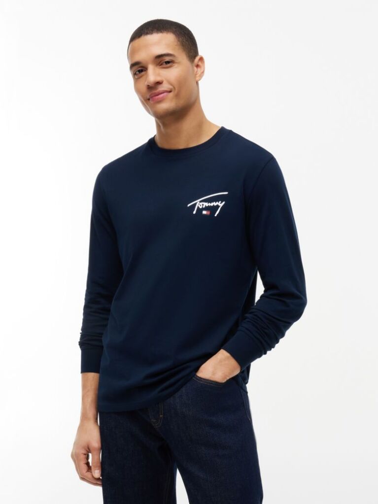Blue Signature Logo Slim Long Sleeve T-Shirt  Men