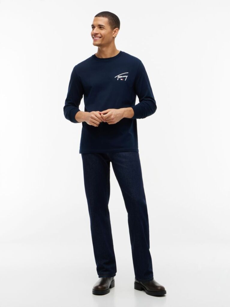Blue Signature Logo Slim Long Sleeve T-Shirt  Men