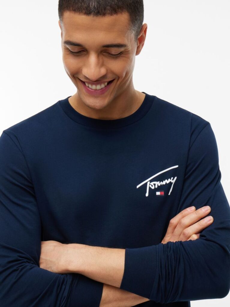 Blue Signature Logo Slim Long Sleeve T-Shirt  Men