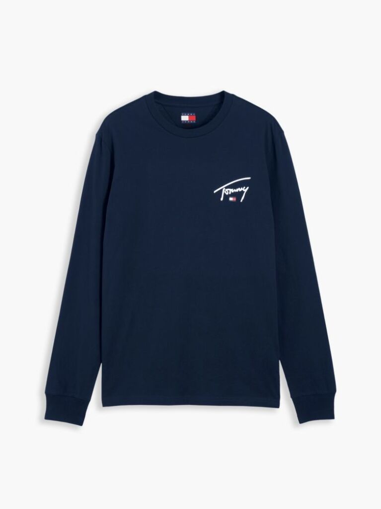 Blue Signature Logo Slim Long Sleeve T-Shirt  Men