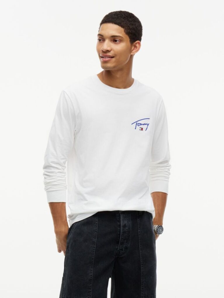 Beige Signature Logo Slim Long Sleeve T-Shirt  Men