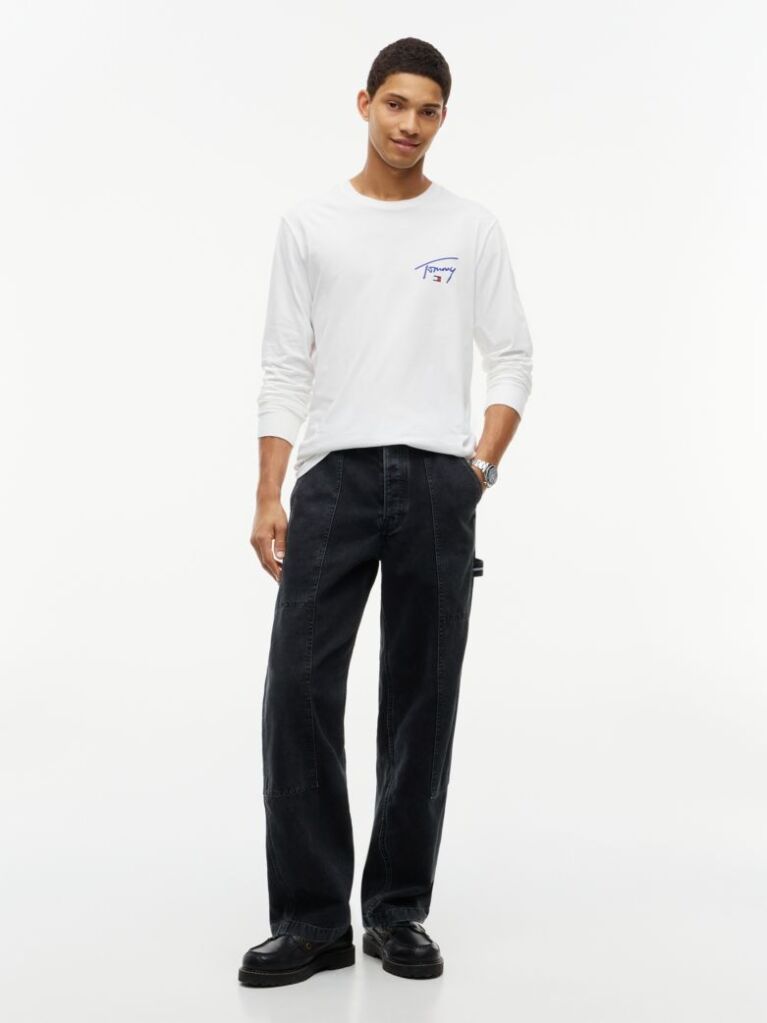 Beige Signature Logo Slim Long Sleeve T-Shirt  Men