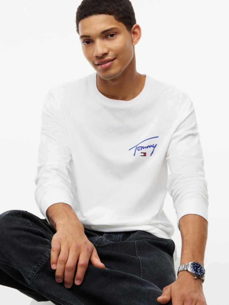 Beige Signature Logo Slim Long Sleeve T-Shirt  Men