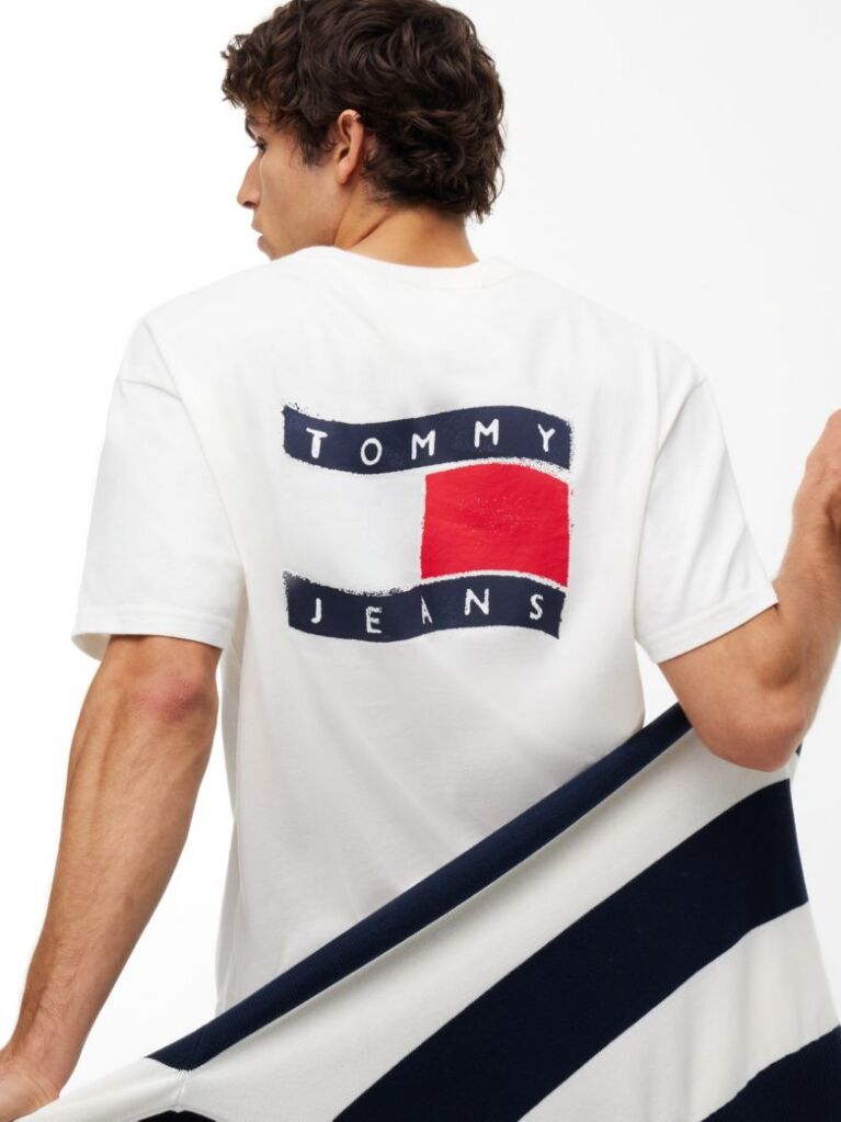 Άσπρο Άνετο T-Shirt Με Λογότυπο  Άνδρες