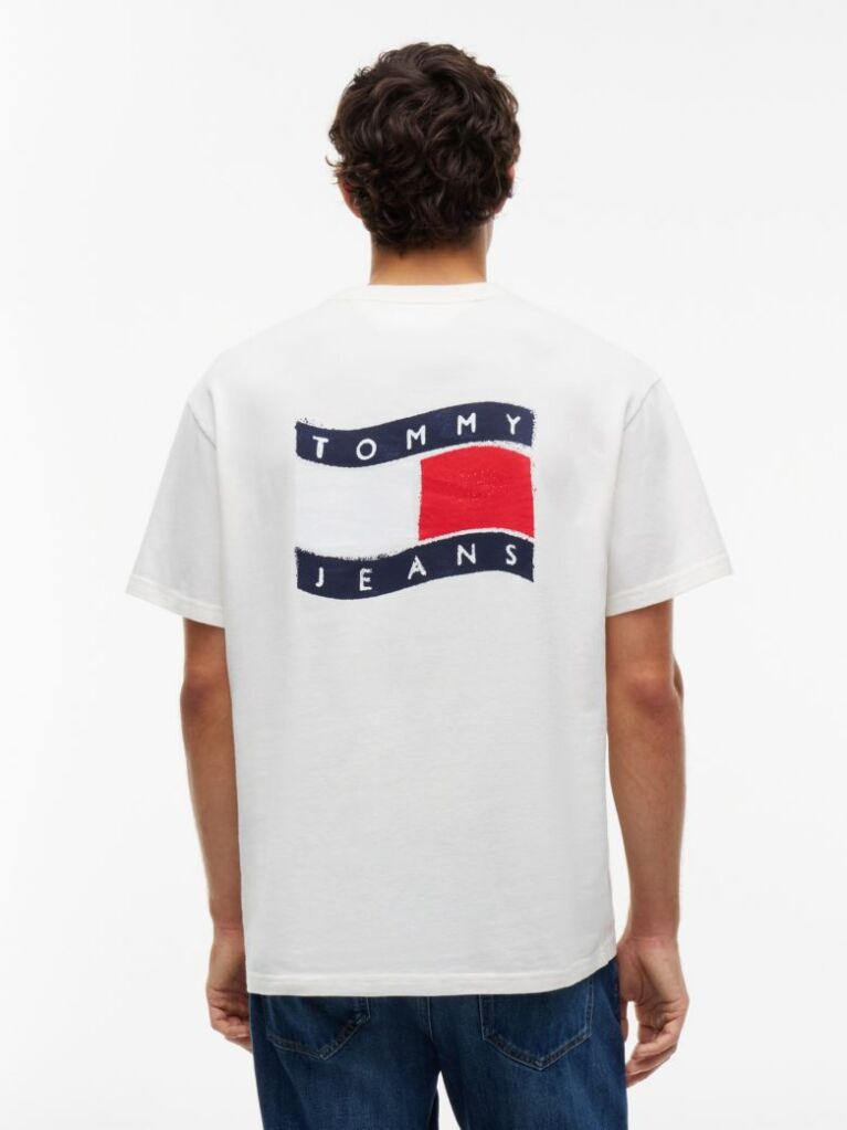 Άσπρο Άνετο T-Shirt Με Λογότυπο  Άνδρες