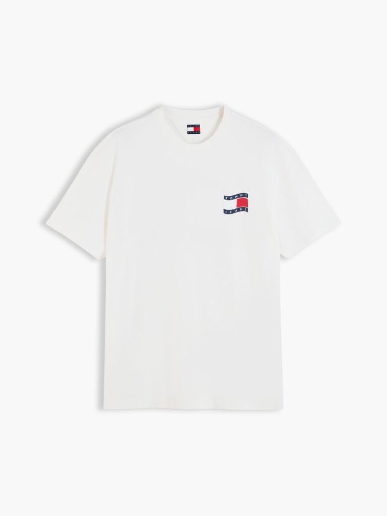 Άσπρο Άνετο T-Shirt Με Λογότυπο  Άνδρες