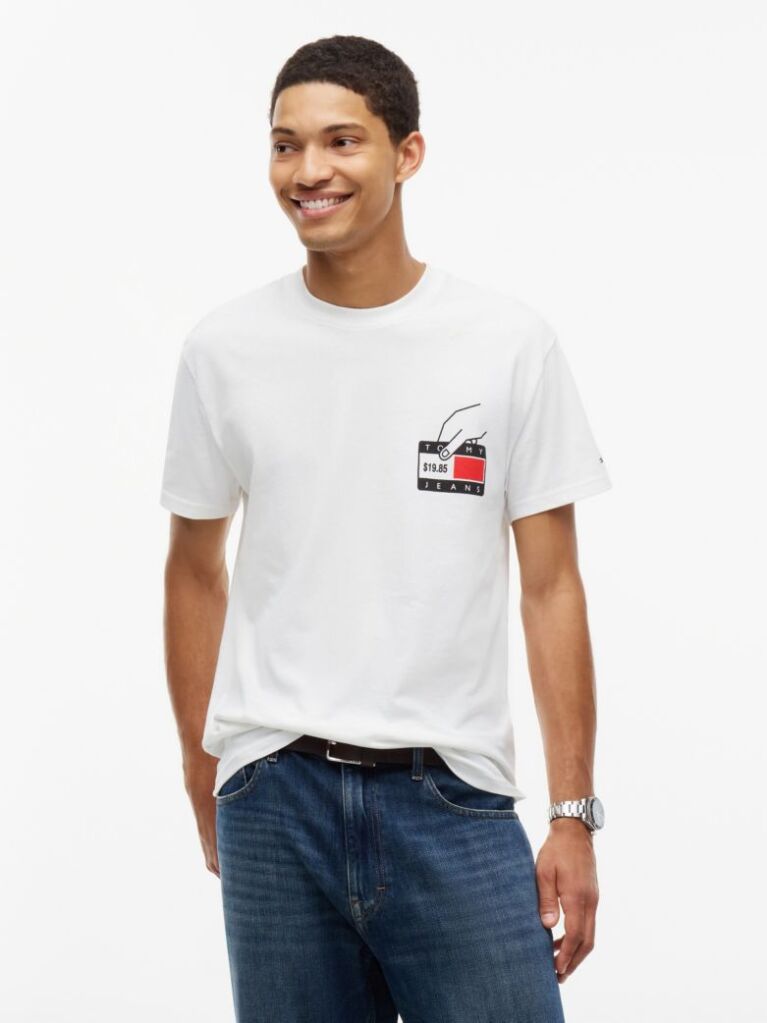 Beige Back Graphic Jersey Crew Neck T-Shirt  Men