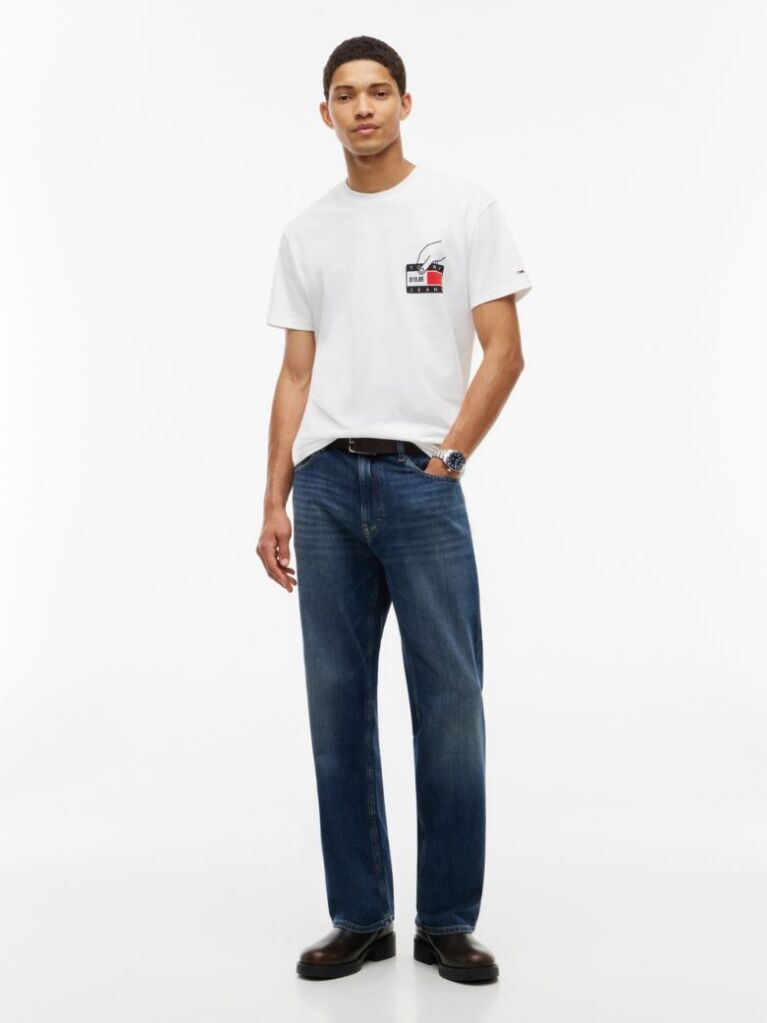Beige Back Graphic Jersey Crew Neck T-Shirt  Men