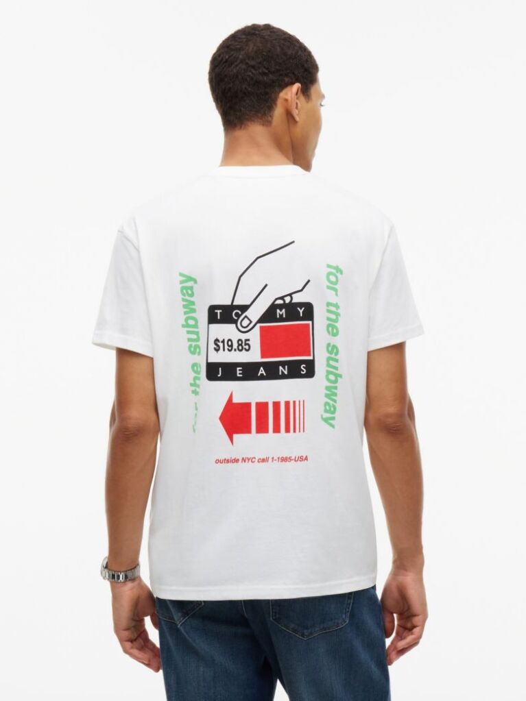 Beige Back Graphic Jersey Crew Neck T-Shirt  Men