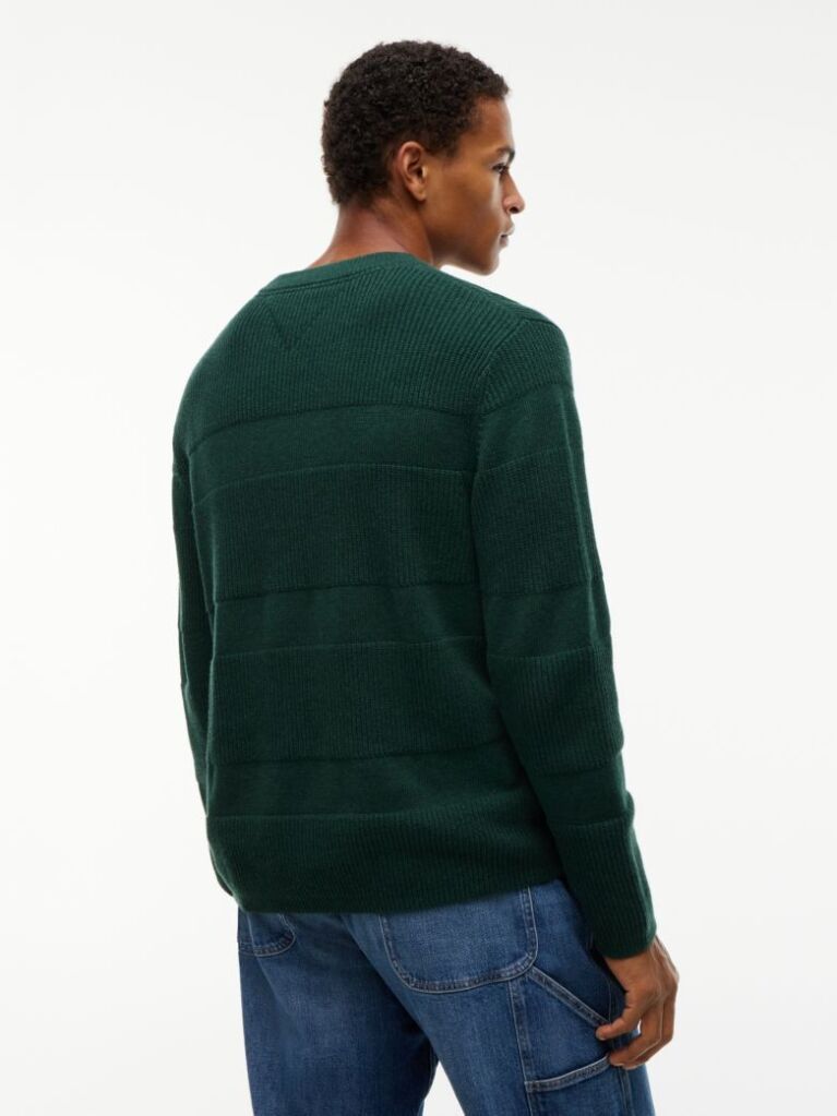 Green Tommy Badge Textured Jumper  Men