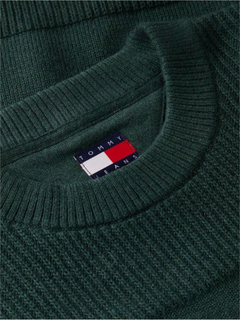 Green Tommy Badge Textured Jumper  Men