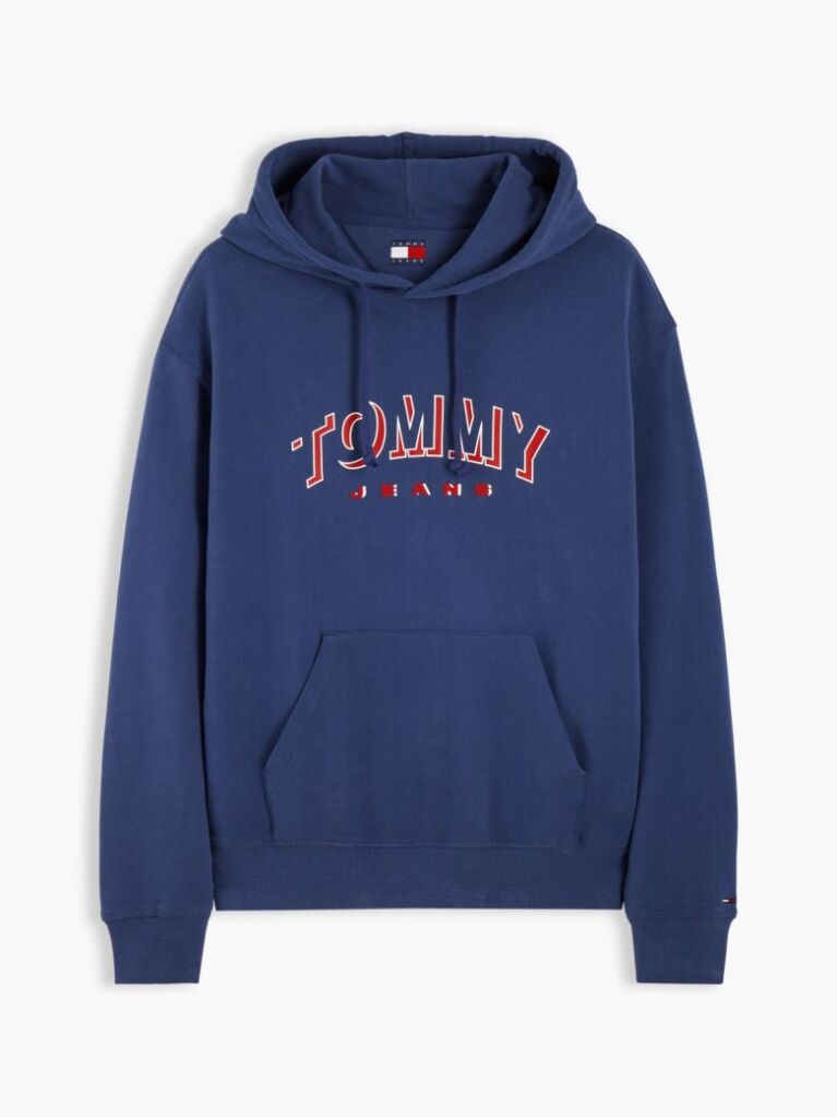 Μπλε Άνετο Σουέτ Hoody Με Λογότυπο  Άνδρες