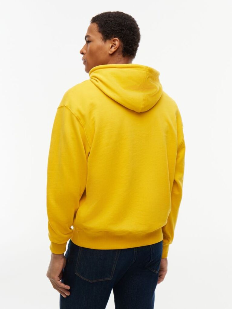 Κίτρινο Άνετο Σουέτ Hoody Με Λογότυπο  Άνδρες
