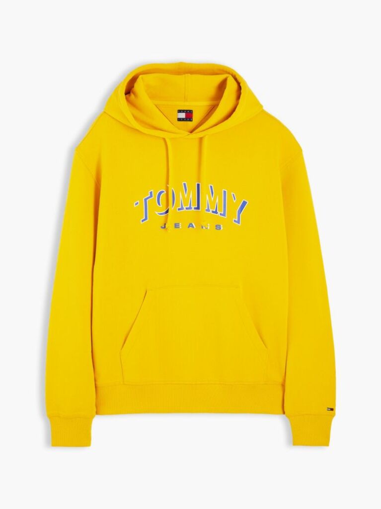 Κίτρινο Άνετο Σουέτ Hoody Με Λογότυπο  Άνδρες