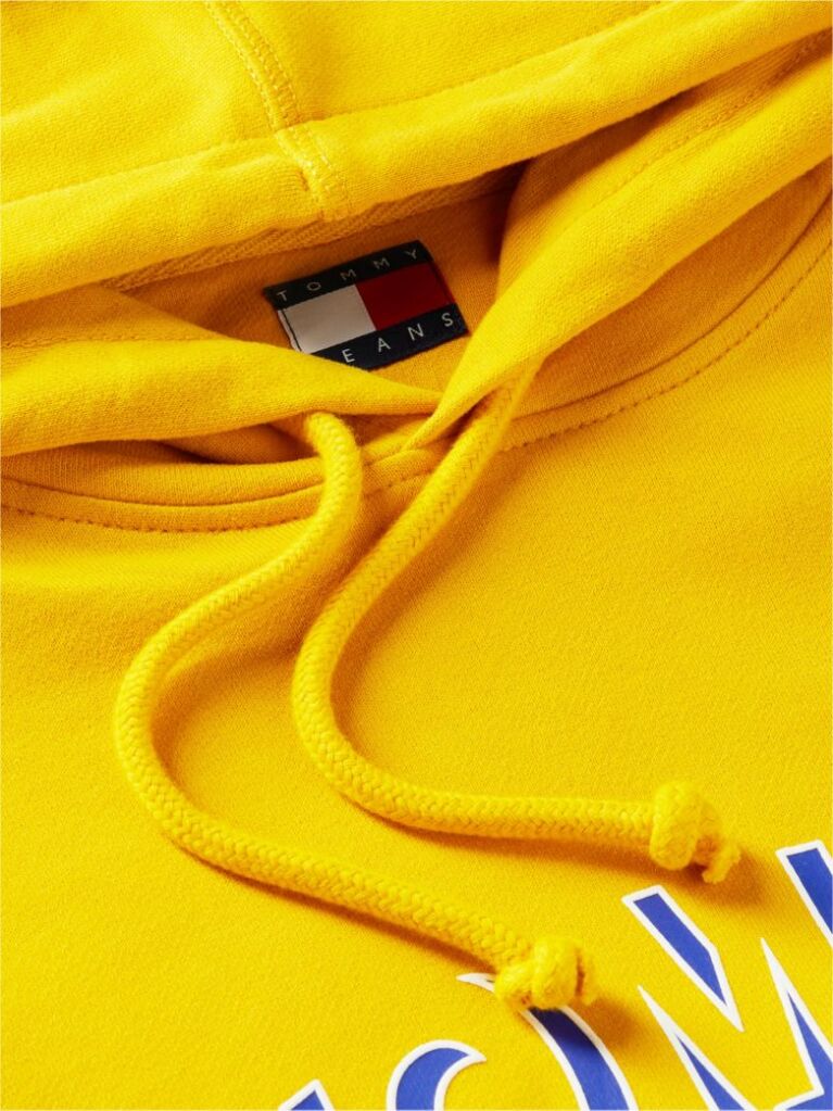 Κίτρινο Άνετο Σουέτ Hoody Με Λογότυπο  Άνδρες