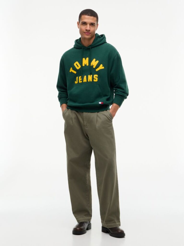 Πράσινο Άνετο Fleece Hoody Με Λογότυπο  Άνδρες