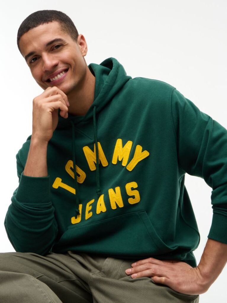 Πράσινο Άνετο Fleece Hoody Με Λογότυπο  Άνδρες