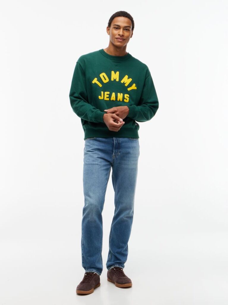 Green Classic Logo Brushed Fleece Relaxed Sweatshirt  Men