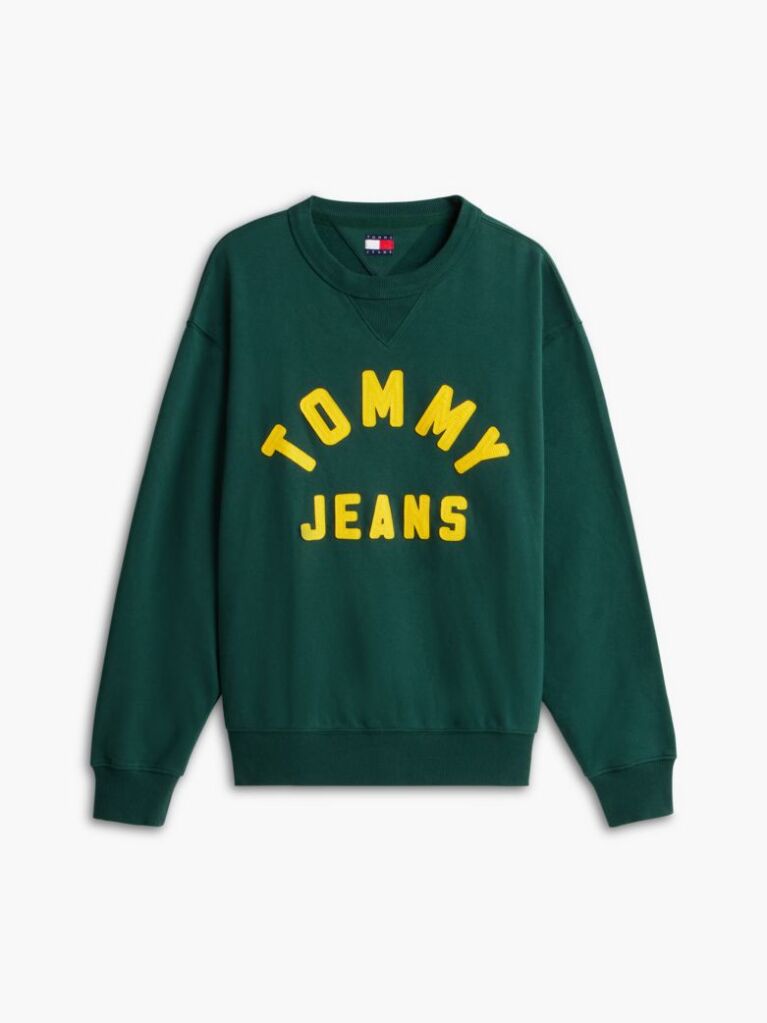 Green Classic Logo Brushed Fleece Relaxed Sweatshirt  Men