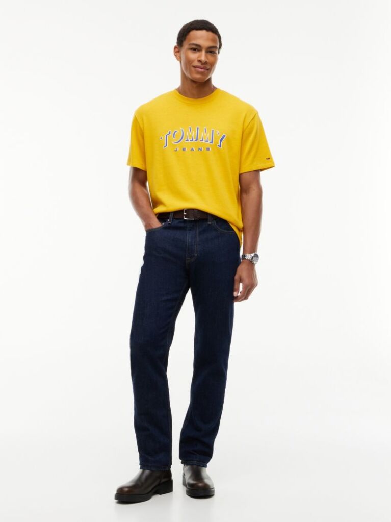 Yellow Logo Relaxed Crew Neck T-Shirt  Men