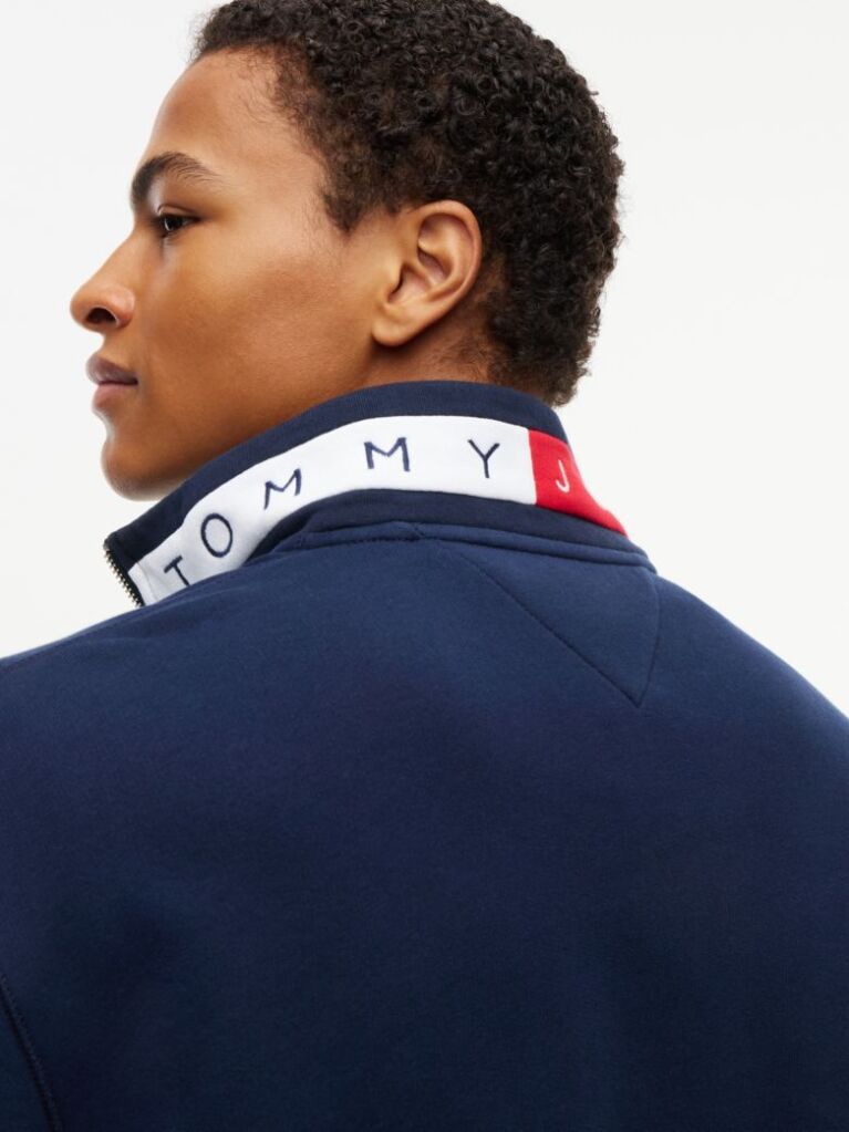 Μπλε Άνετο Φούτερ Με 1/4 Φερμουάρ Με Ετικέτα Tommy  Άνδρες