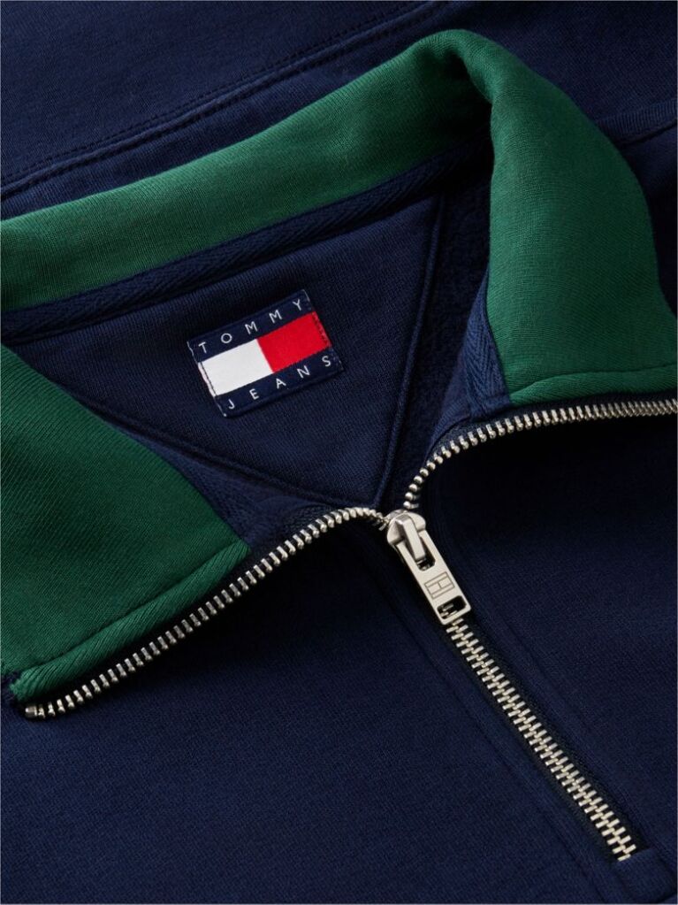 Μπλε Άνετο Φούτερ Με 1/4 Φερμουάρ Με Ετικέτα Tommy  Άνδρες