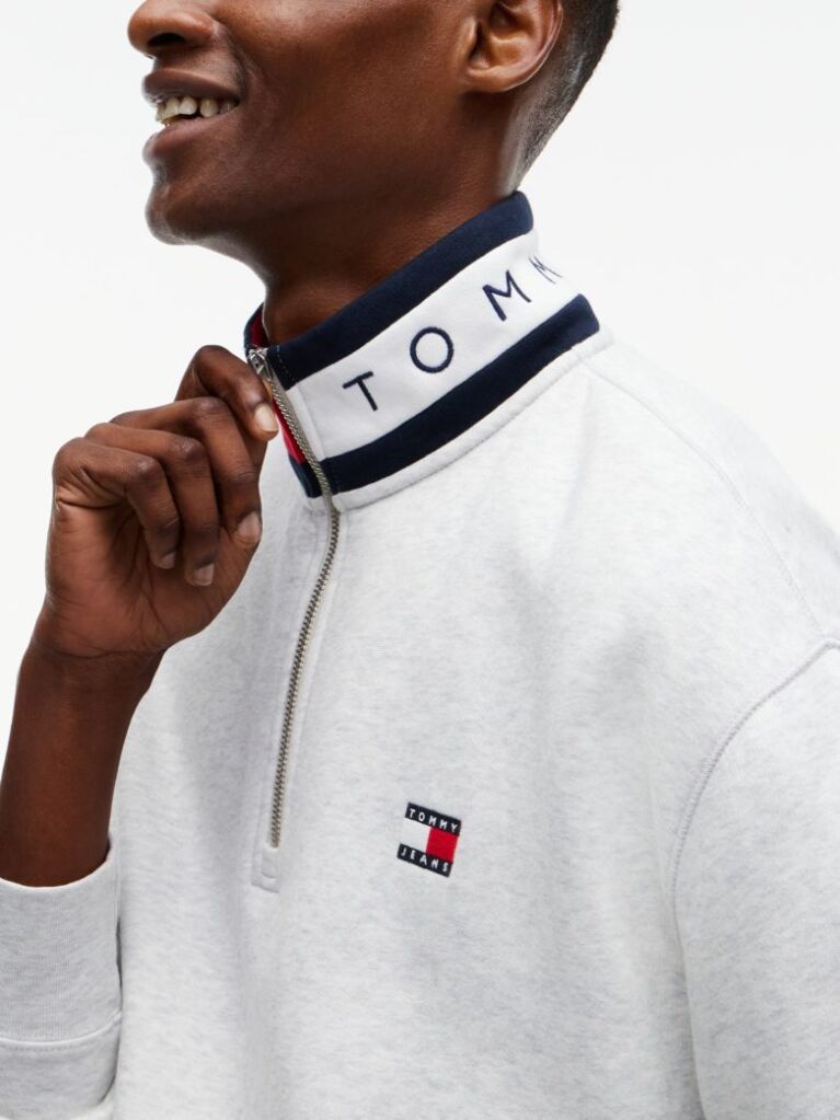 Γκρι Άνετο Φούτερ Με 1/4 Φερμουάρ Με Ετικέτα Tommy  Άνδρες