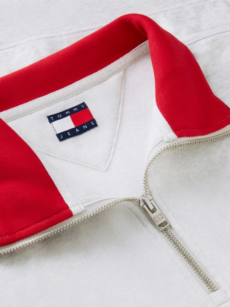 Γκρι Άνετο Φούτερ Με 1/4 Φερμουάρ Με Ετικέτα Tommy  Άνδρες
