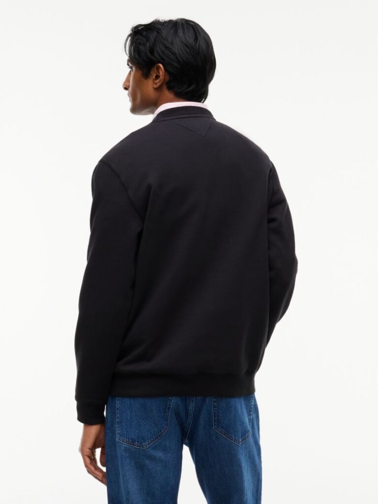 Μαύρο Φούτερ Με Κλασική Λαιμόκοψη Και Fleece Επένδυση  Άνδρες