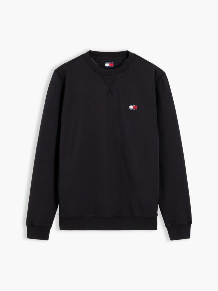Μαύρο Φούτερ Με Κλασική Λαιμόκοψη Και Fleece Επένδυση  Άνδρες