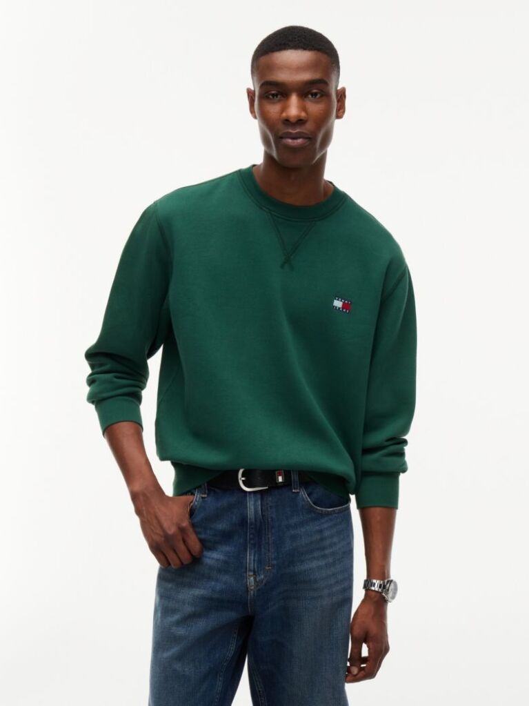Green Badge Fleece Crew Neck Sweatshirt  Men