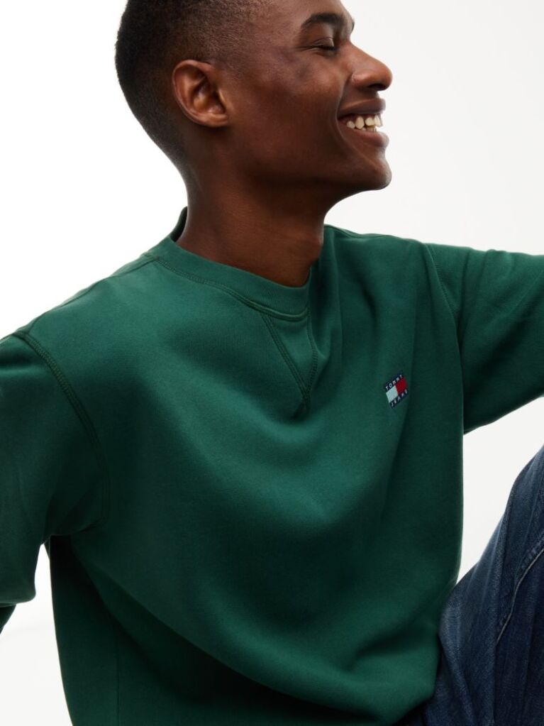 Green Badge Fleece Crew Neck Sweatshirt  Men
