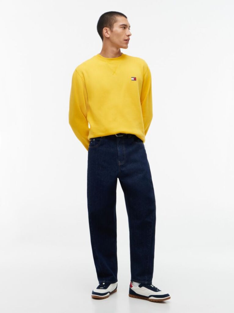 Yellow Badge Fleece Crew Neck Sweatshirt  Men