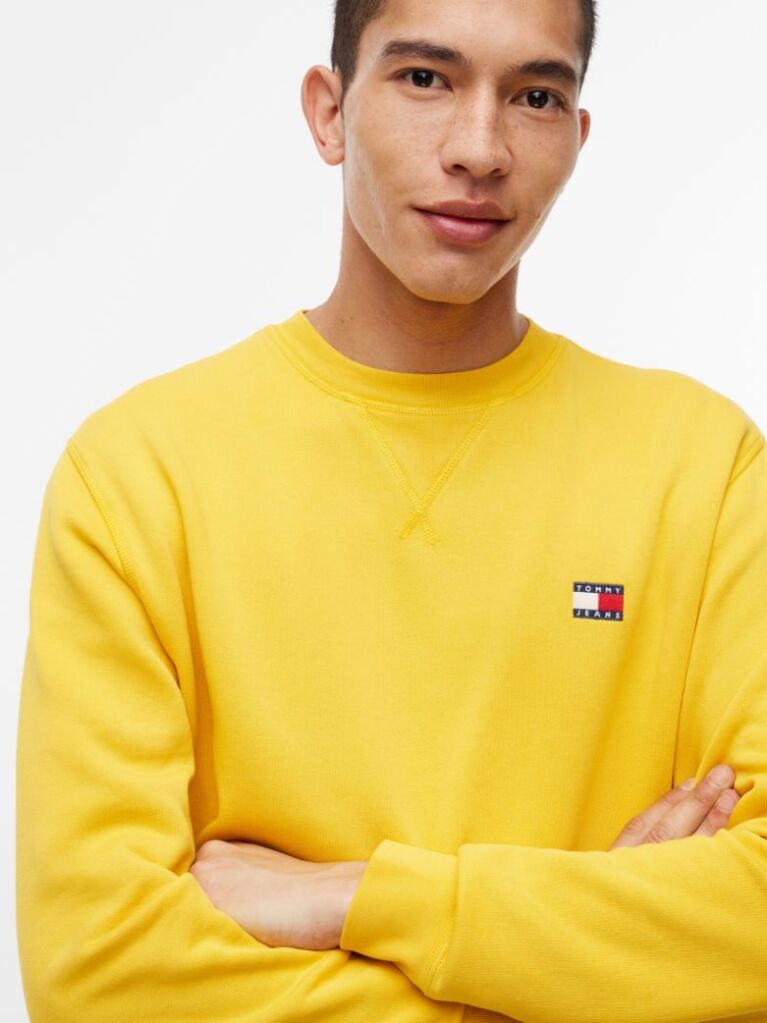 Yellow Badge Fleece Crew Neck Sweatshirt  Men