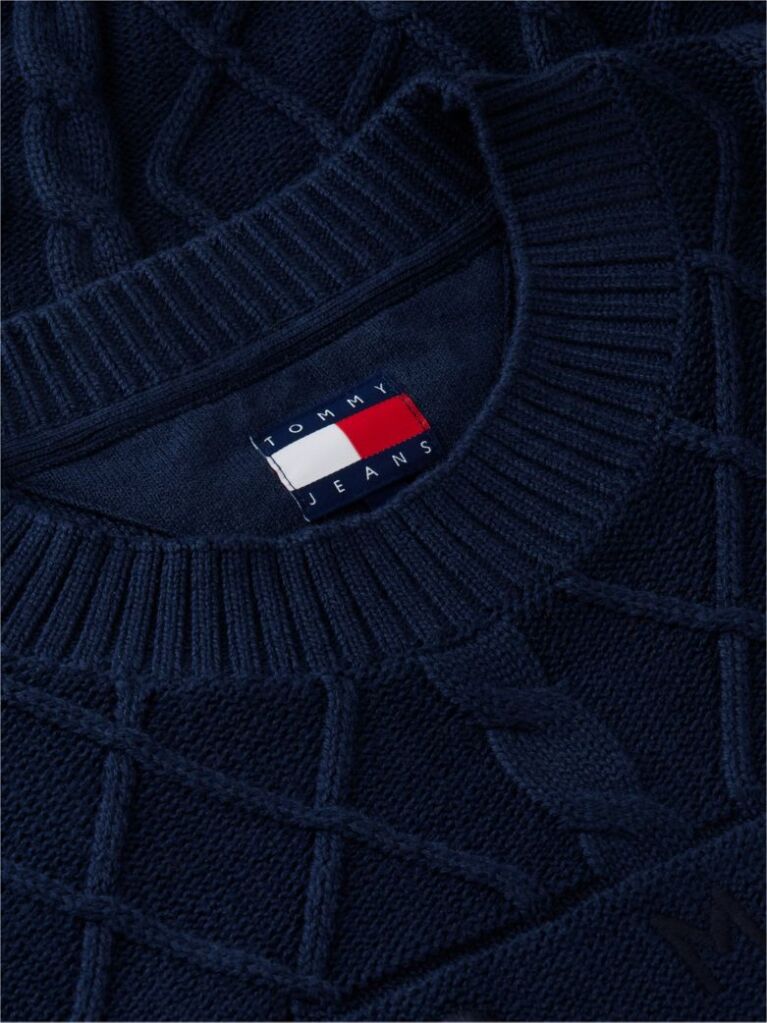 Blue Diamond Cable Knit Relaxed Jumper  Men