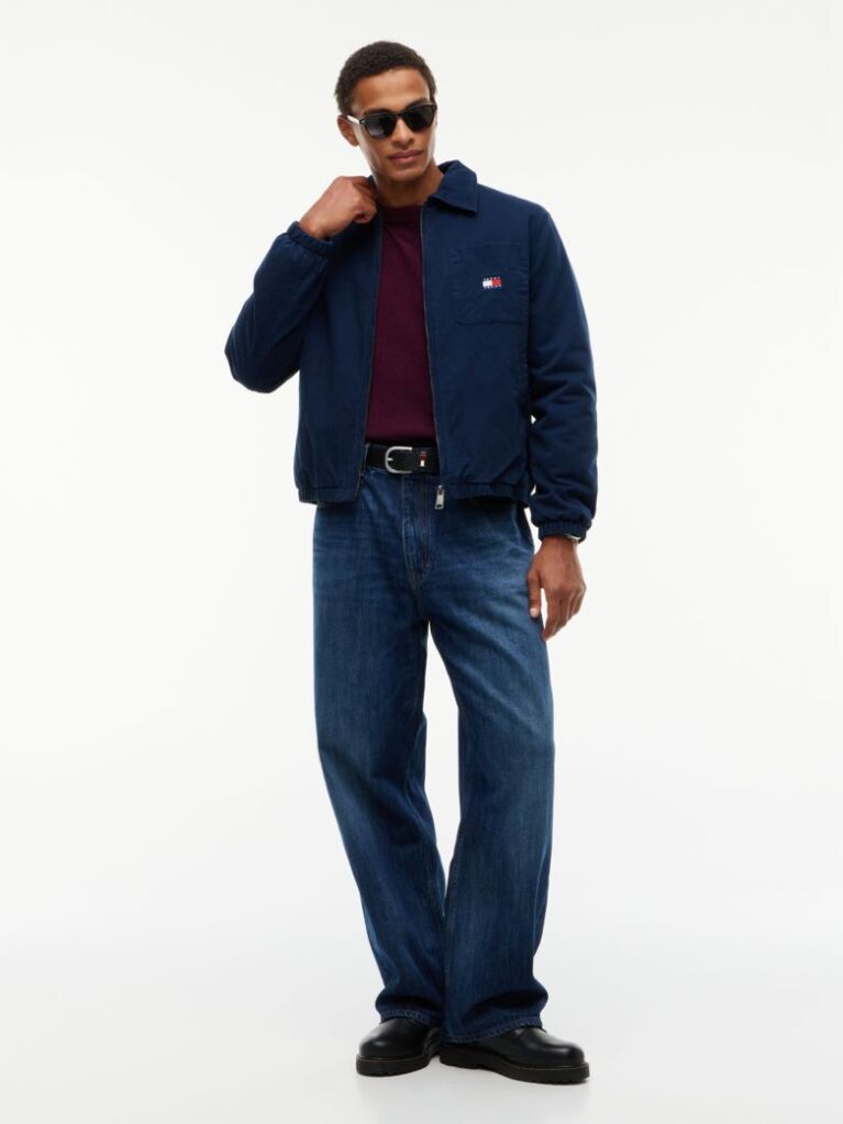 Blue Peached Twill Harrington Jacket  Men