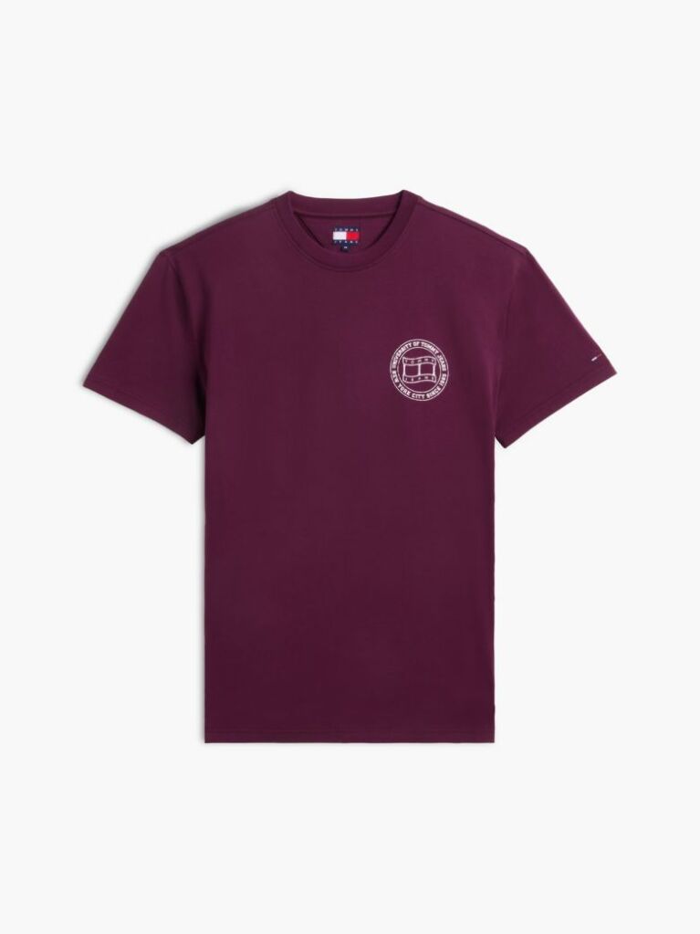 Κόκκινο Βαμβακερό  T-Shirt Με Wavy Σημαία Και Πίσω Λογότυπο  Άνδρες