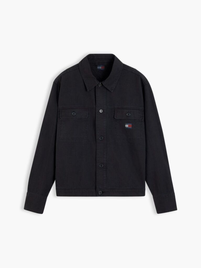 Μαύρο Oversized Overshirt Με Herringbone Πλέξη  Άνδρες